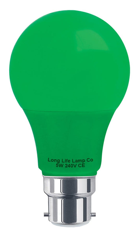 5w LED Green A60 GLS Light Bulb B22 Bayonet Cap - Energy Light Bulbs - Free delivery on all orders