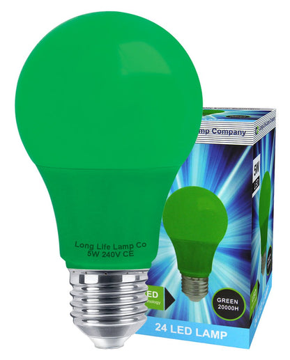 5w LED Green A60 GLS Light Bulb E27 - Energy Light Bulbs - Free delivery on all orders