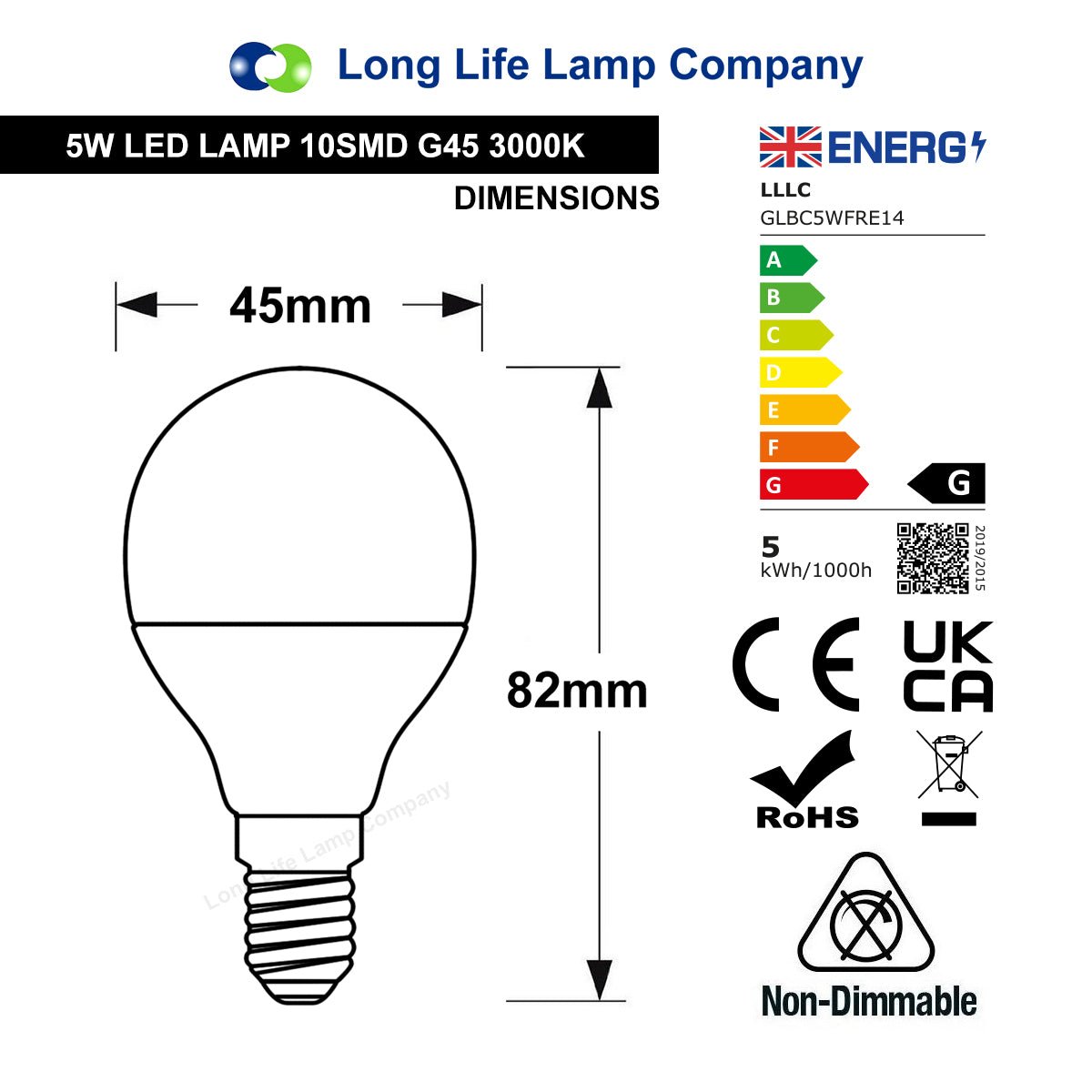 5w LED Mini Golf Ball Light Bulbs Warm White B22 or E14 - Free delivery on all orders