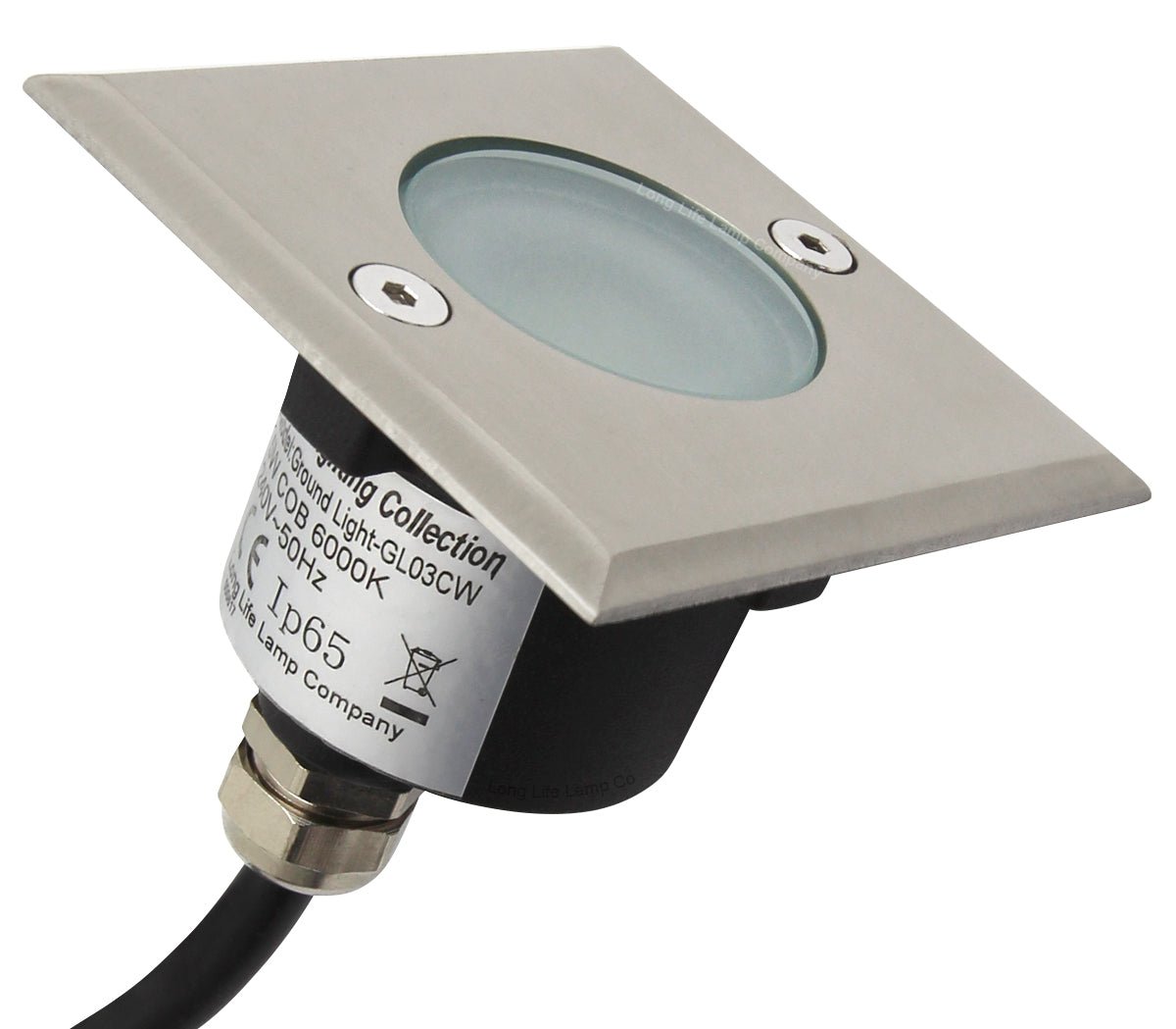 5w LED Outdoor Ground Walkover Light Square Cool White Brushed Chrome Finish - Energy Light Bulbs - Free delivery on all orders