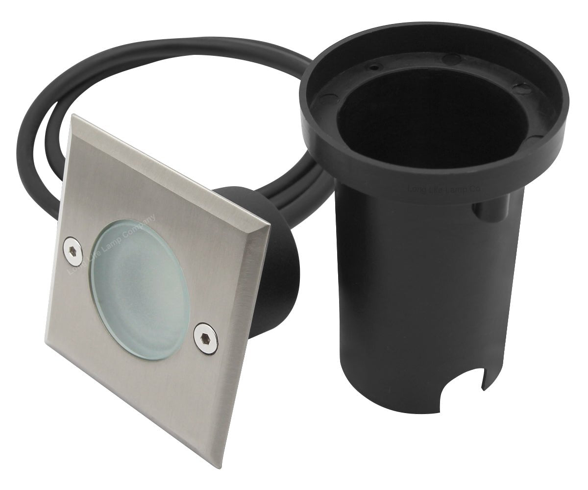 5w LED Outdoor Ground Walkover Light Square Cool White Brushed Chrome Finish - Energy Light Bulbs - Free delivery on all orders