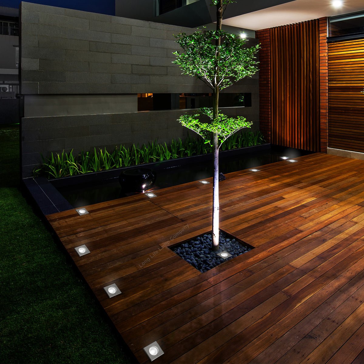 5w LED Outdoor Ground Walkover Light Square Cool White Brushed Chrome Finish - Energy Light Bulbs - Free delivery on all orders