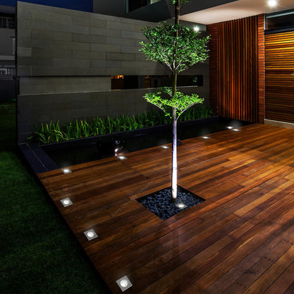5w LED Outdoor Ground Walkover Light Square Cool White Brushed Chrome Finish - Energy Light Bulbs - Free delivery on all orders