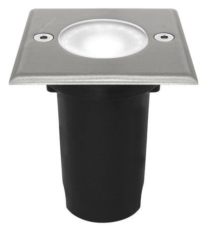 5w LED Outdoor Ground Walkover Light Square Cool White Brushed Chrome Finish - Energy Light Bulbs - Free delivery on all orders