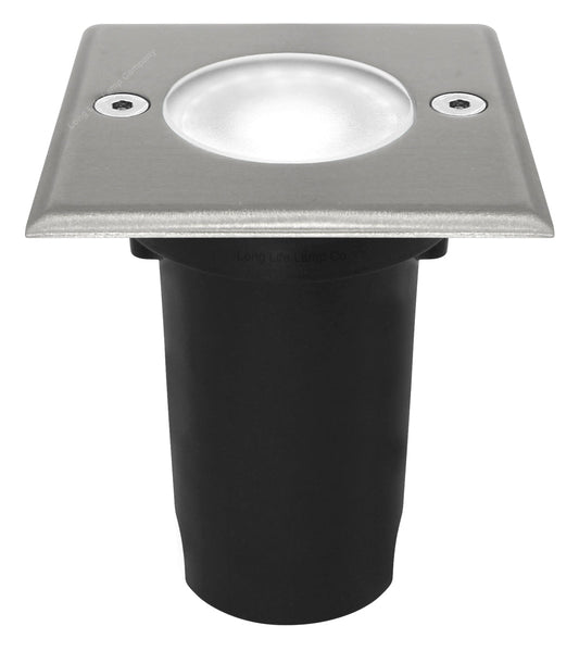 5w LED Outdoor Ground Walkover Light Square Cool White Brushed Chrome Finish - Energy Light Bulbs - Free delivery on all orders