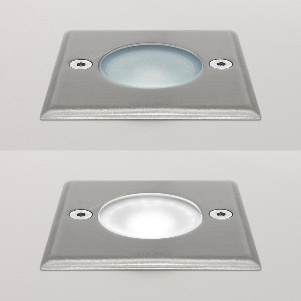 5w LED Outdoor Ground Walkover Light Square Cool White Brushed Chrome Finish - Energy Light Bulbs - Free delivery on all orders