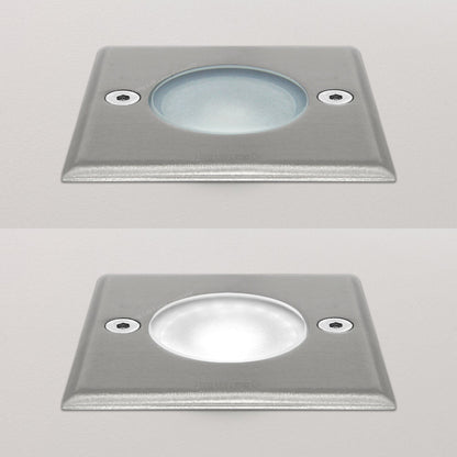 5w LED Outdoor Ground Walkover Light Square Cool White Brushed Chrome Finish - Energy Light Bulbs - Free delivery on all orders