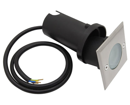 5w LED Outdoor Ground Walkover Light Square Cool White Brushed Chrome Finish - Energy Light Bulbs - Free delivery on all orders