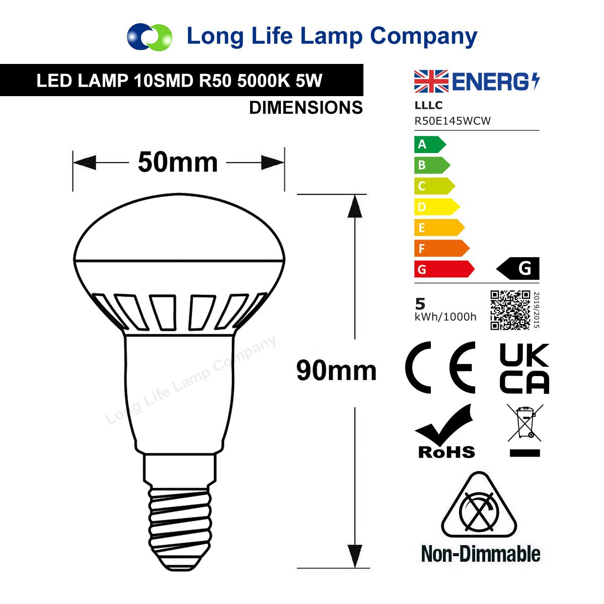 5W LED R50 Reflector Bulb E14 Warm White or Cool White - Free delivery on all orders