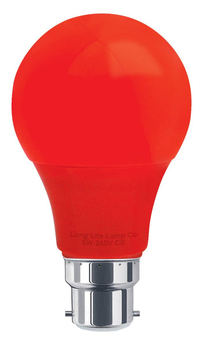 5w LED Red GLS Light Bulb B22 Bayonet Cap - Energy Light Bulbs - Free delivery on all orders