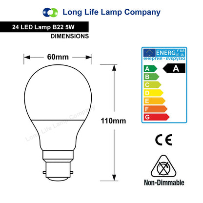 5w LED Red GLS Light Bulb B22 Bayonet Cap - Energy Light Bulbs - Free delivery on all orders
