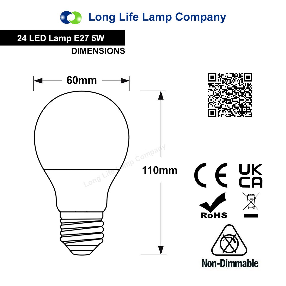 5w LED Red GLS Light Bulb E27 Edison Screw - Free delivery on all orders