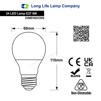 5w LED Red GLS Light Bulb E27 Edison Screw - Free delivery on all orders