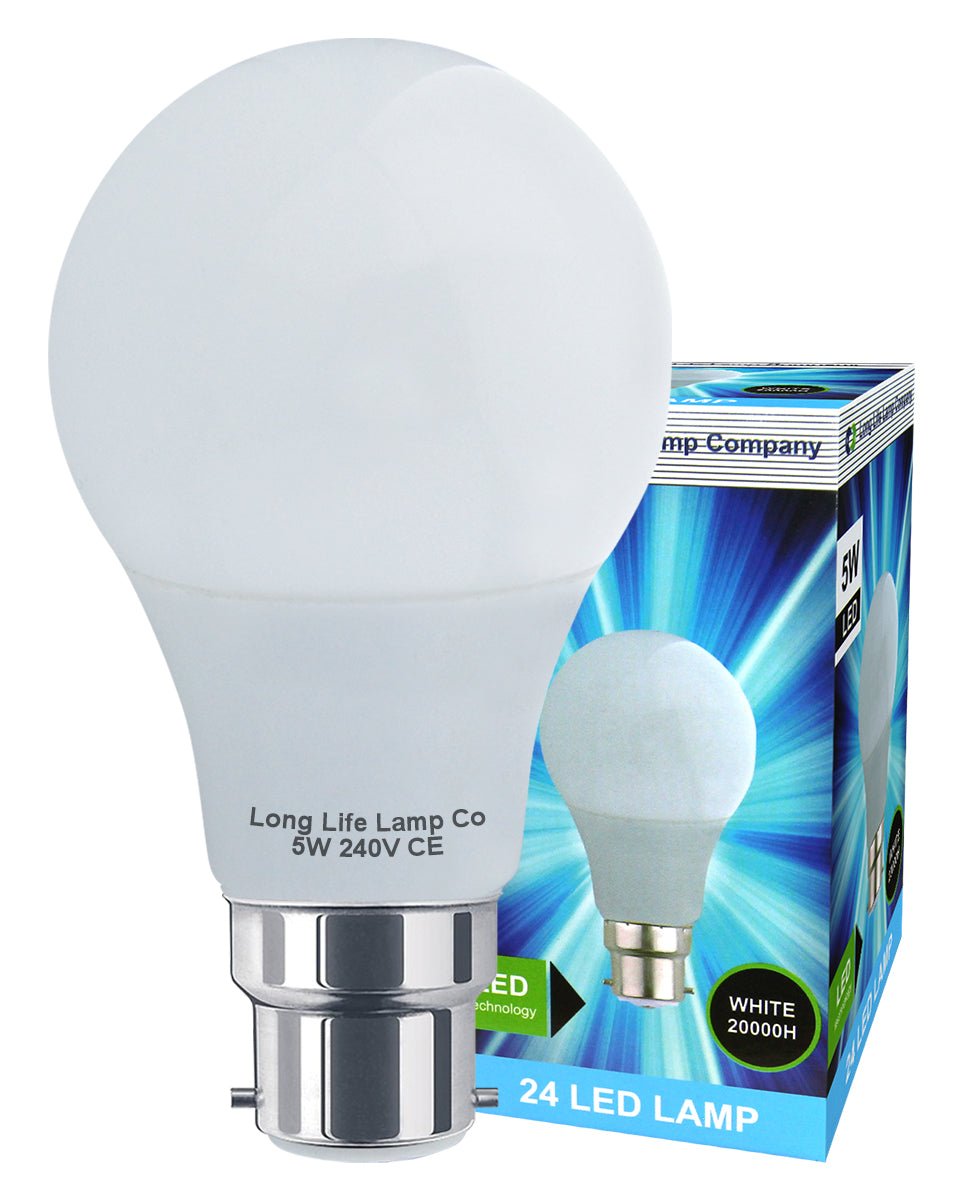 5w LED White GLS Light Bulb B22 Bayonet Cap - Energy Light Bulbs - Free delivery on all orders