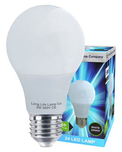 5w LED White GLS Light Bulb E27 Edison Screw - Energy Light Bulbs - Free delivery on all orders