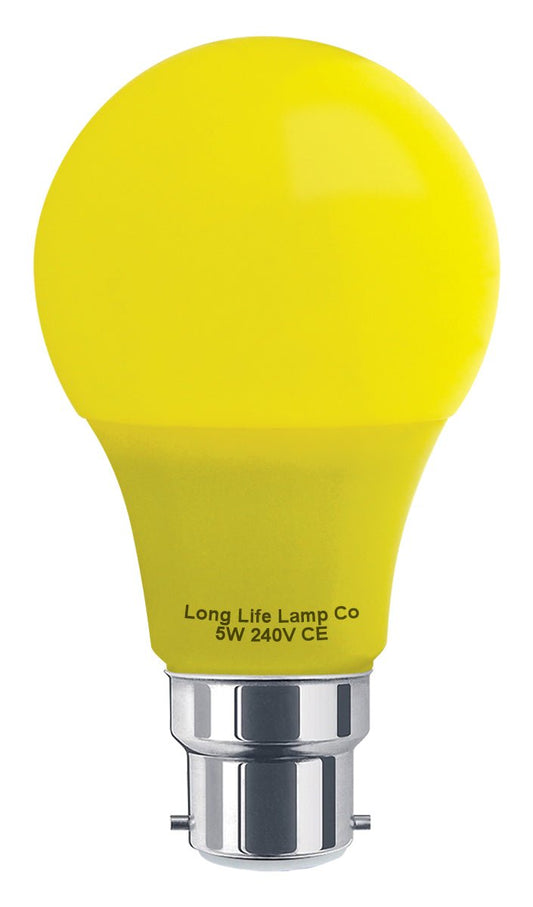 5w LED Yellow GLS Light Bulb B22 Bayonet Cap - Energy Light Bulbs - Free delivery on all orders