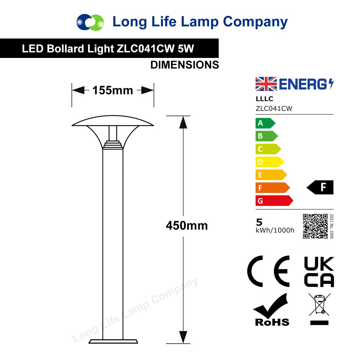 5w Modern LED Bollard Garden Lamp Post Stainless Steel Outdoor Cool White - Energy Light Bulbs - Free delivery on all orders