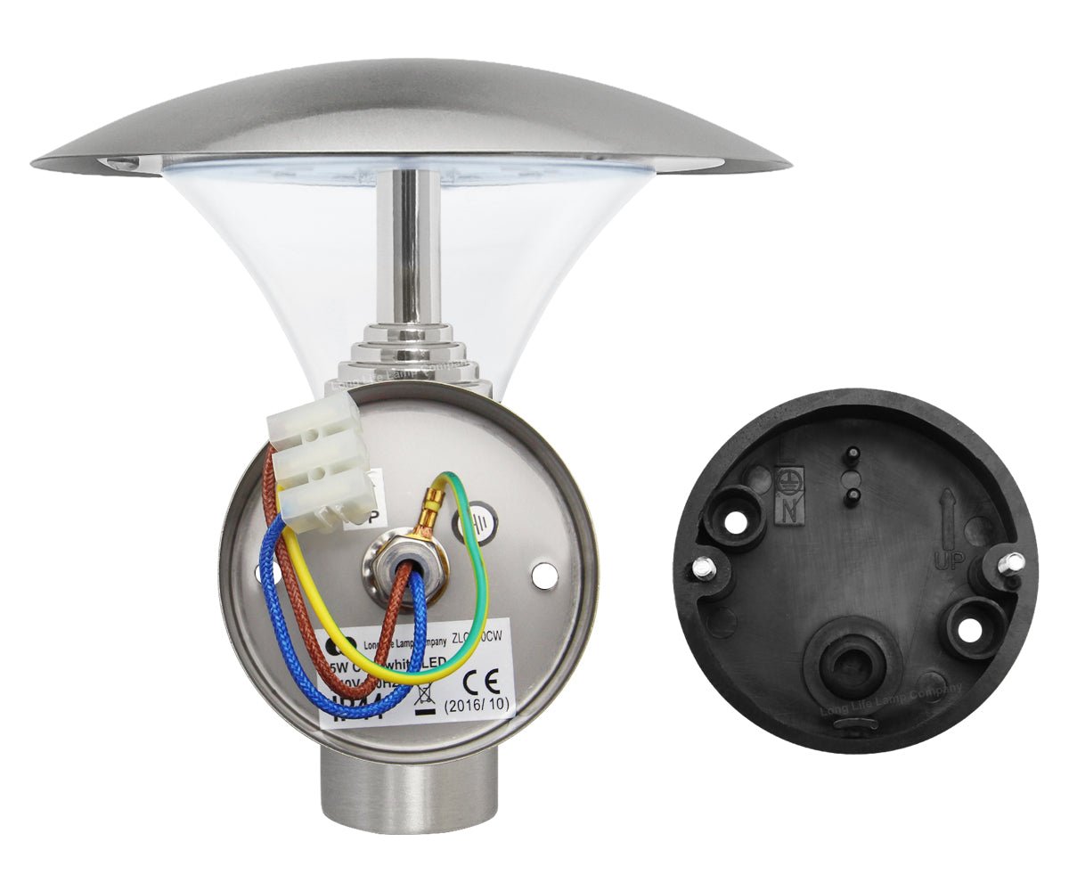 5w Modern Stainless Steel LED Outdoor Garden Wall Light Cool White - Energy Light Bulbs - Free delivery on all orders