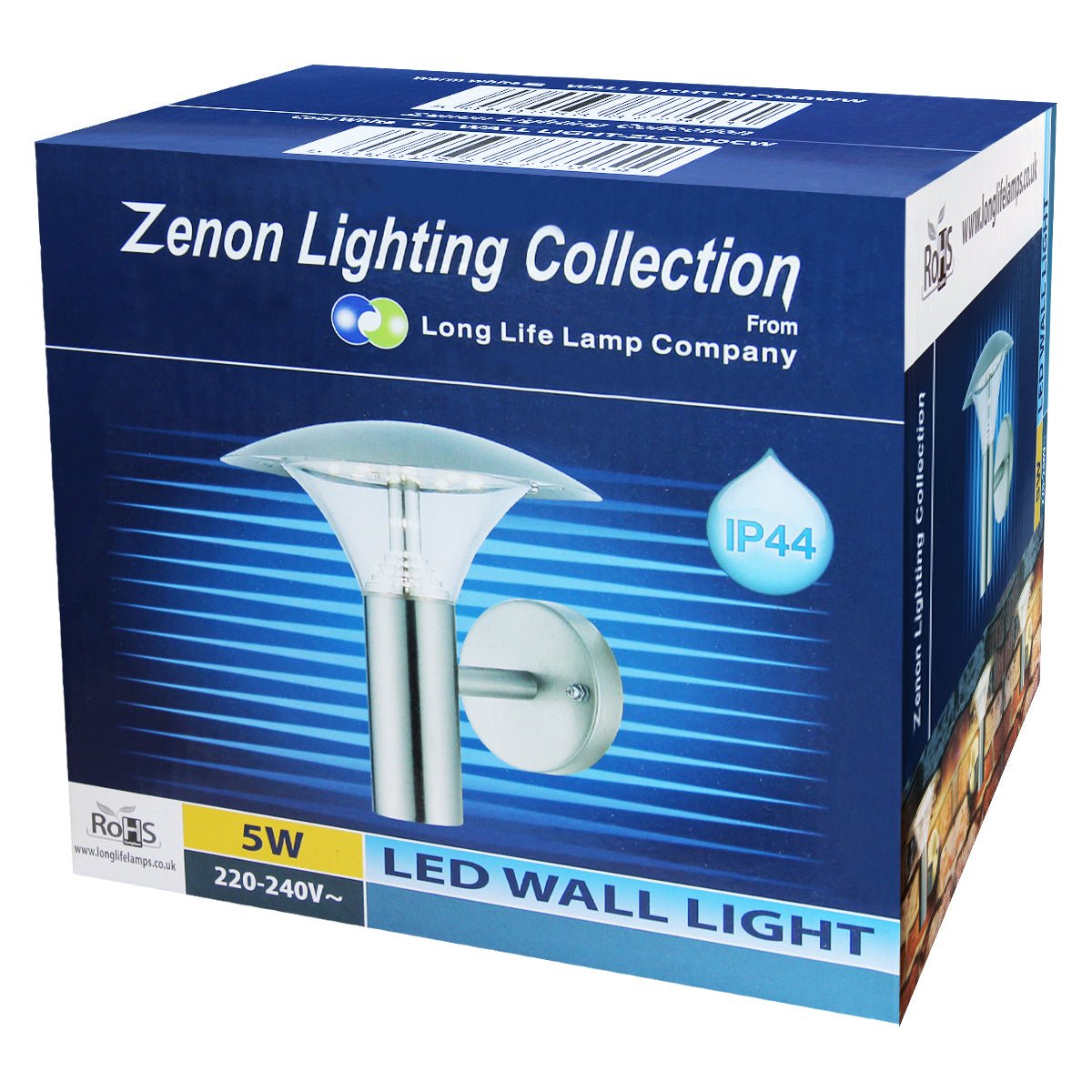 5w Modern Stainless Steel LED Outdoor Garden Wall Light Cool White - Energy Light Bulbs - Free delivery on all orders