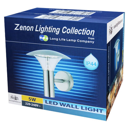 5w Modern Stainless Steel LED Outdoor Garden Wall Light Cool White - Energy Light Bulbs - Free delivery on all orders