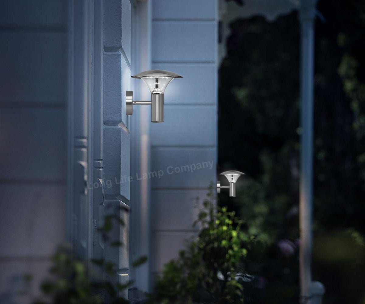 5w Modern Stainless Steel LED Outdoor Garden Wall Light Cool White - Energy Light Bulbs - Free delivery on all orders