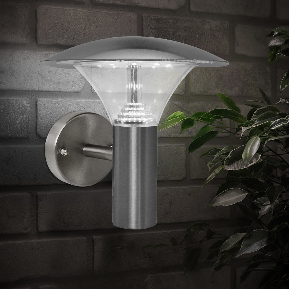 5w Modern Stainless Steel LED Outdoor Garden Wall Light Cool White - Energy Light Bulbs - Free delivery on all orders