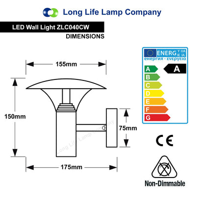 5w Modern Stainless Steel LED Outdoor Garden Wall Light Cool White - Energy Light Bulbs - Free delivery on all orders