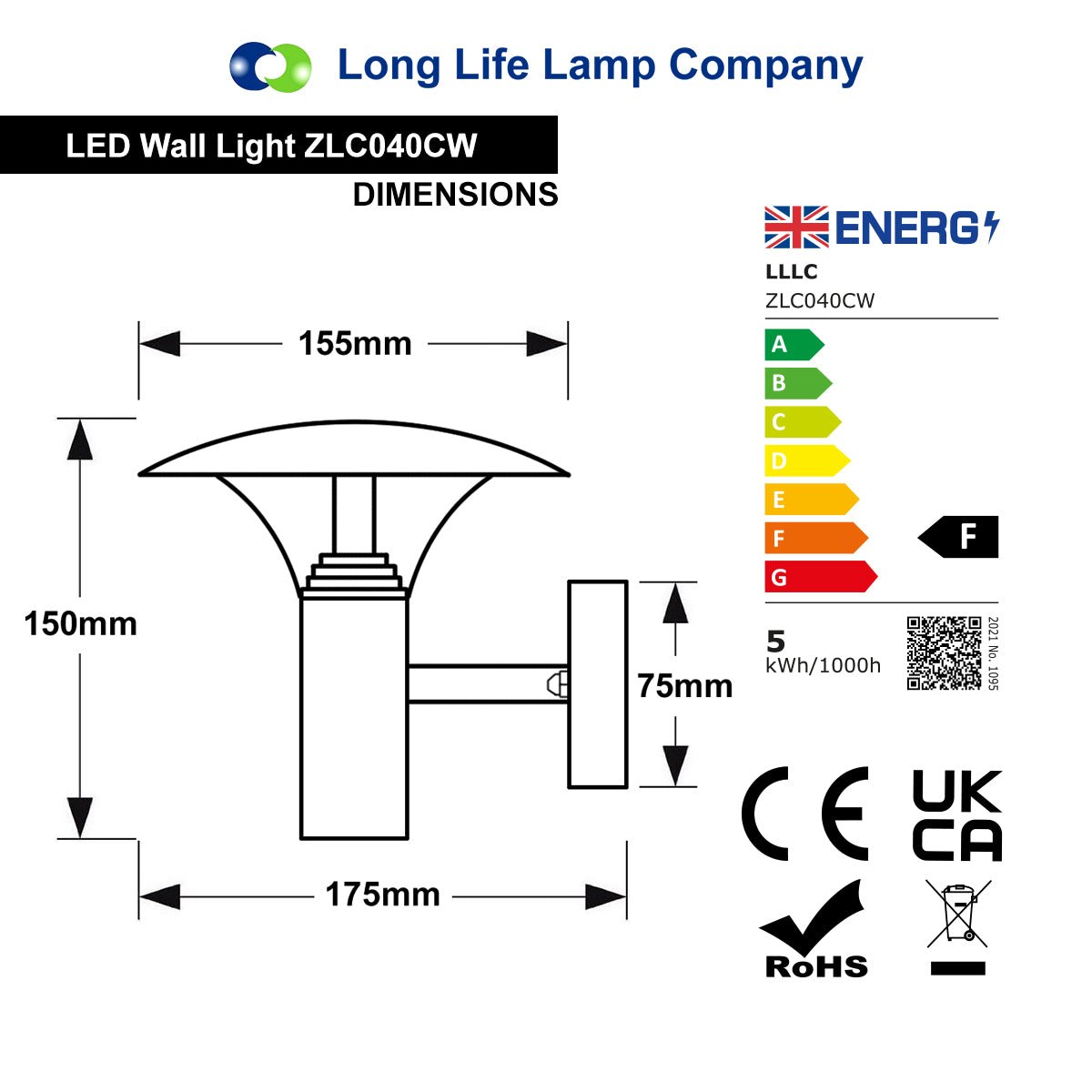 5w Modern Stainless Steel LED Outdoor Garden Wall Light Cool White ZLC040CW - Free delivery on all orders