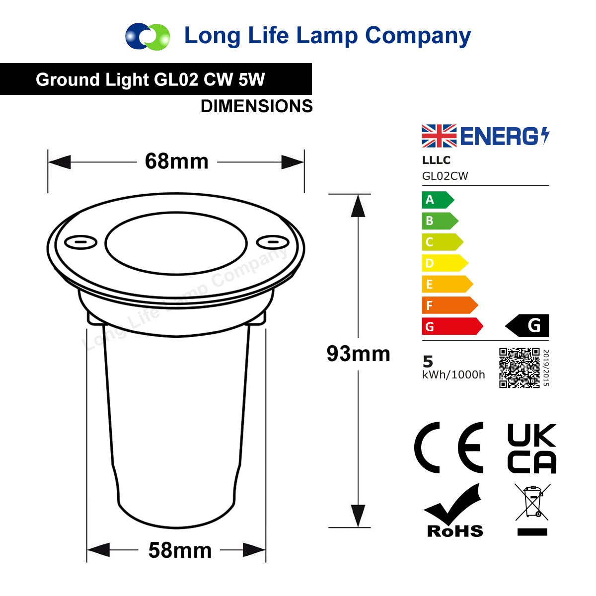 5w Outdoor Ground Walkover Light Round Cool White Brushed Chrome - Energy Light Bulbs - Free delivery on all orders