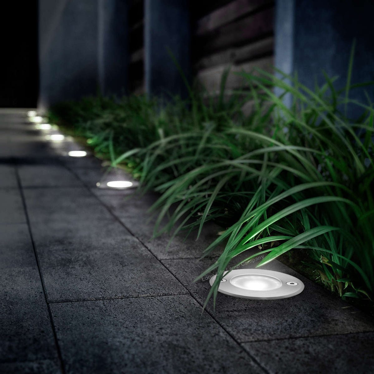 5w Outdoor Ground Walkover Light Round Cool White Brushed Chrome - Energy Light Bulbs - Free delivery on all orders