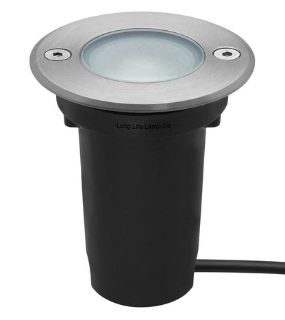 5w Outdoor Ground Walkover Light Round Warm White Brushed Chrome - Energy Light Bulbs - Free delivery on all orders