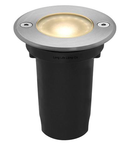 5w Outdoor Ground Walkover Light Round Warm White Brushed Chrome - Energy Light Bulbs - Free delivery on all orders