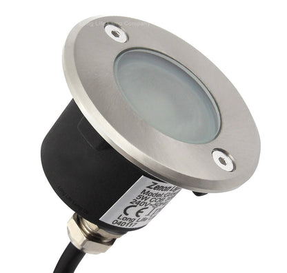 5w Outdoor Ground Walkover Light Round Warm White Brushed Chrome - Energy Light Bulbs - Free delivery on all orders