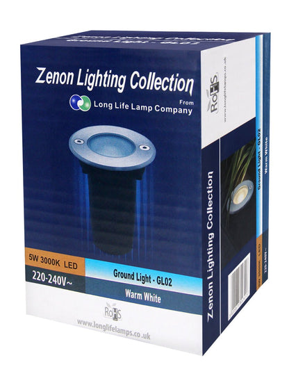 5w Outdoor Ground Walkover Light Round Warm White Brushed Chrome - Energy Light Bulbs - Free delivery on all orders