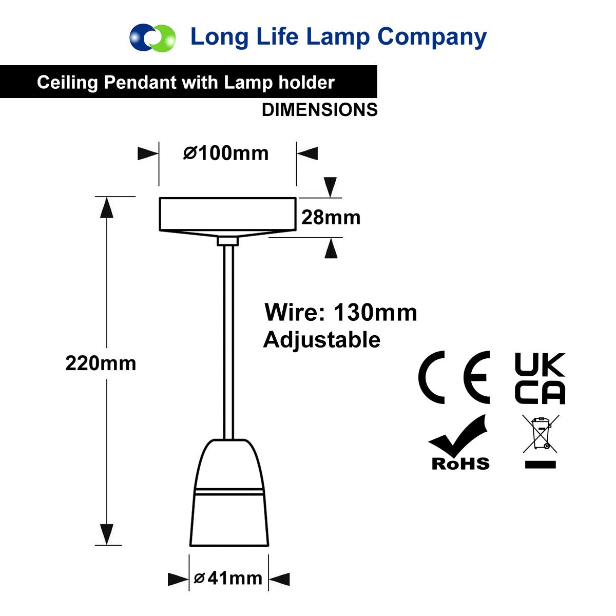 6 inch white ceiling pendant light fitting with B22 Bayonet bulb holder for bedrooms hallways and utility rooms