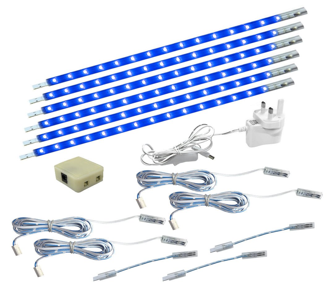 6 x 30cm Plug In LED Blue Under Kitchen Cupboard Cabinet Strip Lights - Energy Light Bulbs - Free delivery on all orders
