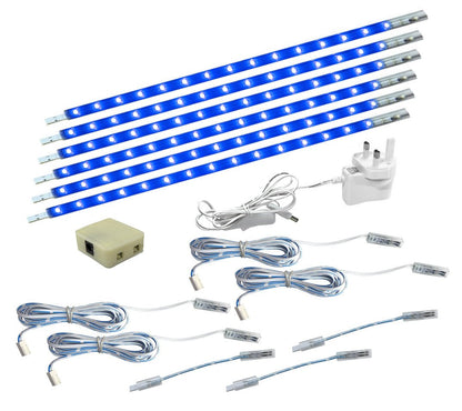 6 x 30cm Plug In LED Blue Under Kitchen Cupboard Cabinet Strip Lights - Energy Light Bulbs - Free delivery on all orders