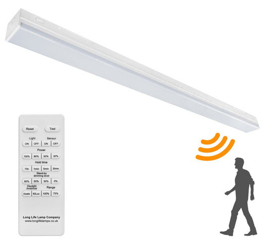 60W LED Microwave Sensor Ceiling Batten Light Fitting 5 Feet Remote Control 6500k - Energy Light Bulbs - Free delivery on all orders