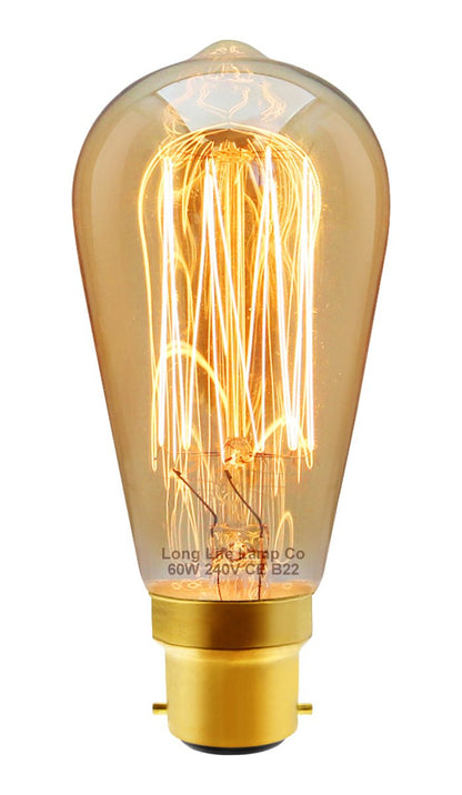 60w Squirrel Cage Vintage Edison B22 Bayonet Bulb - Energy Light Bulbs - Free delivery on all orders