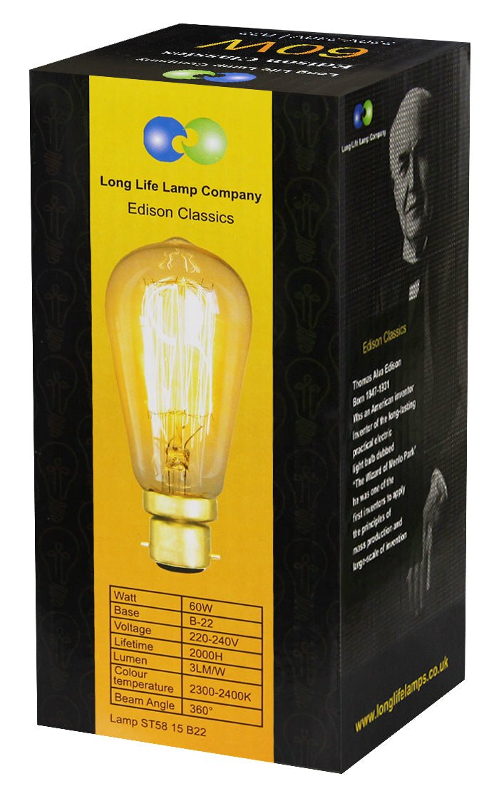 60w Squirrel Cage Vintage Edison B22 Bayonet Bulb - Energy Light Bulbs - Free delivery on all orders