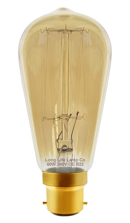 60w Squirrel Cage Vintage Edison B22 Bayonet Bulb - Energy Light Bulbs - Free delivery on all orders