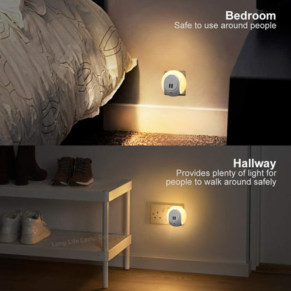 1w Warm White LED Night Light 2 USB Ports Automatic Sensor Dusk To Dawn A78B - Free delivery on all orders