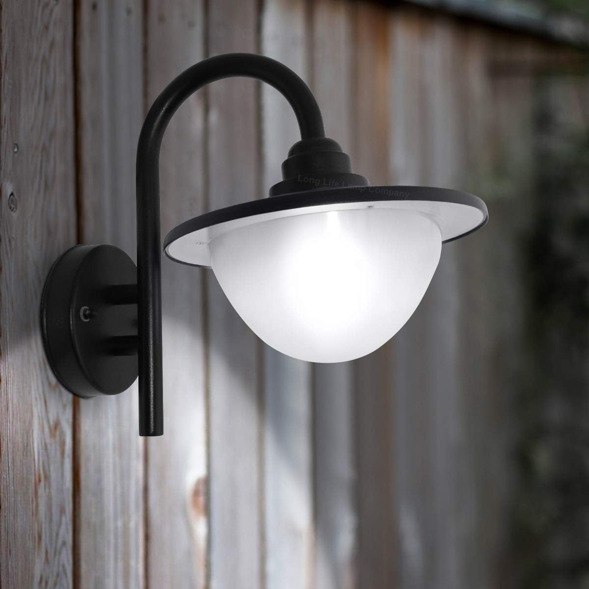 7W LED Outdoor Wall Light Lantern E27 Cool White IP44 Black - Free delivery on all orders