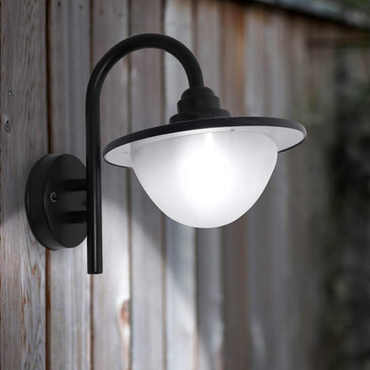 7W LED Outdoor Wall Light Lantern E27 Cool White IP44 Black - Free delivery on all orders