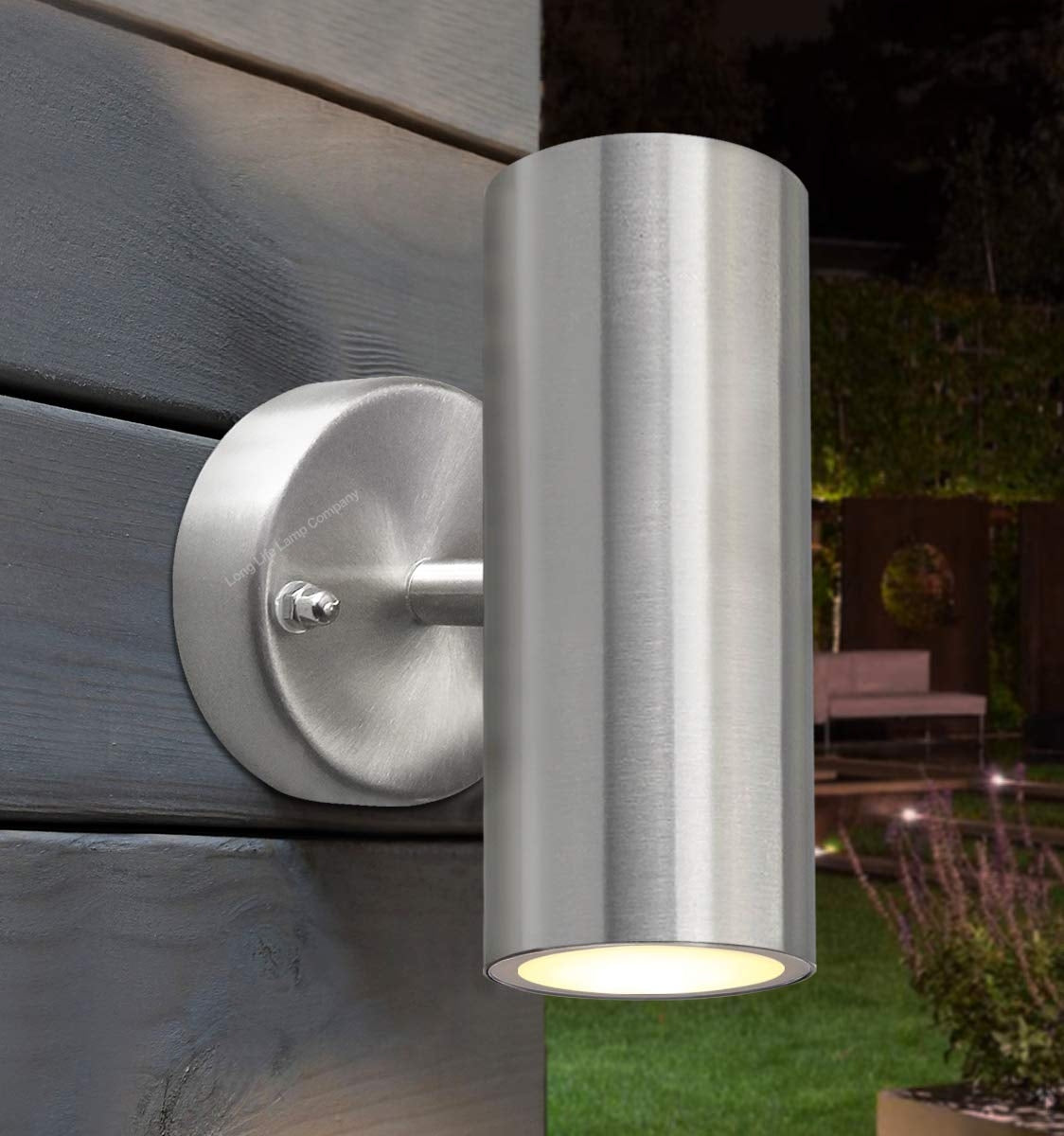 8W LED Double Outdoor Wall Light Stainless Steel Warm White