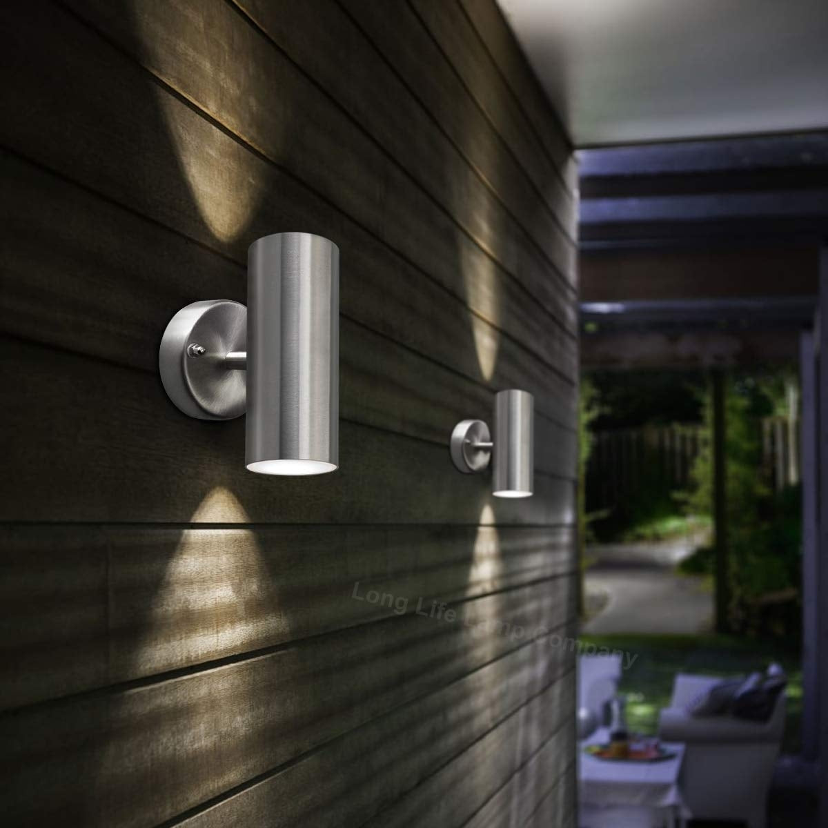 8w Modern Outdoor LED Stainless Steel Double Wall Light Cool White - Free delivery on all orders