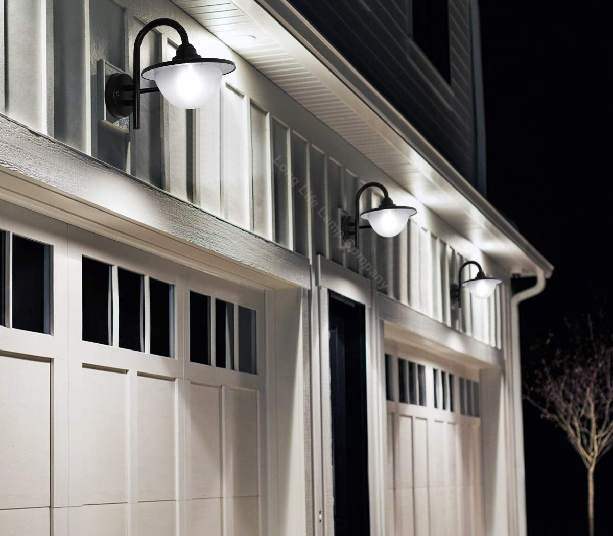 7W LED Outdoor Wall Light Lantern E27 Cool White IP44 Black - Free delivery on all orders