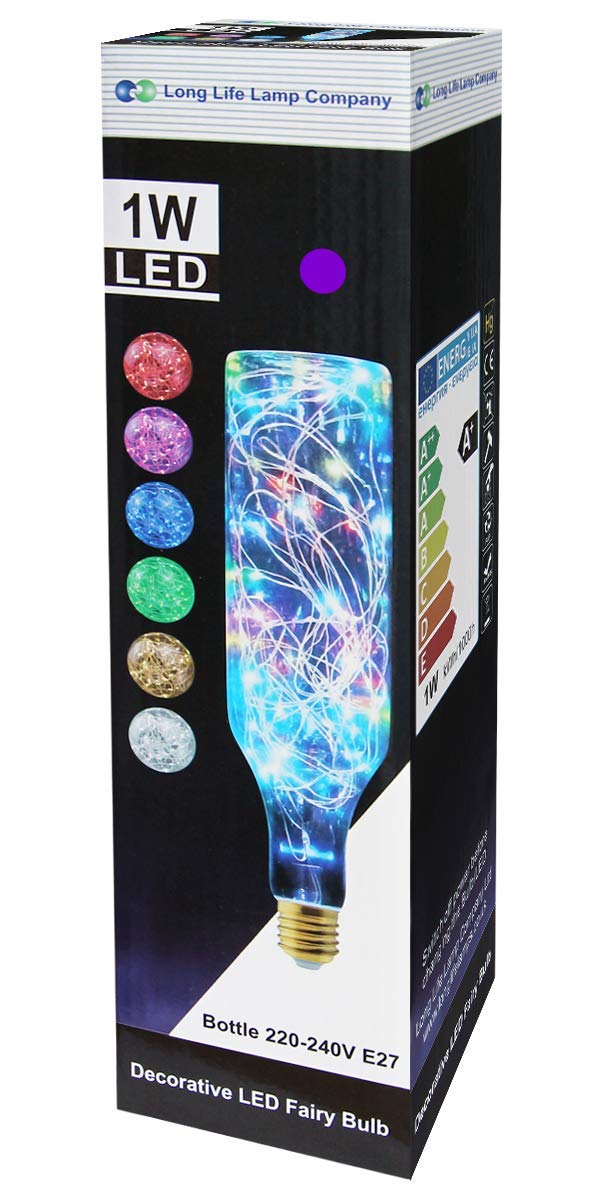 1W LED Purple Bottle Fairy Bulb E27 Decorative Glass Lamp