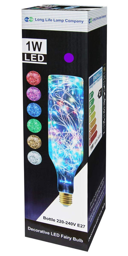 1W LED Purple Bottle Fairy Bulb E27 Decorative Glass Lamp