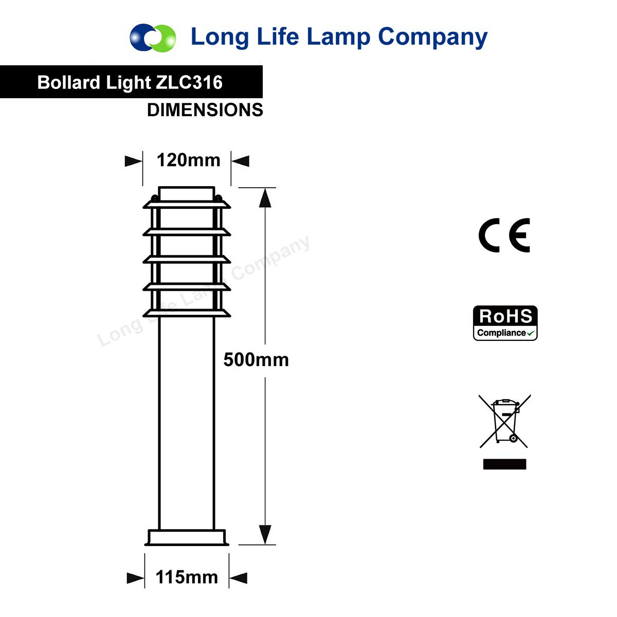 Modern Outdoor Bollard Light Stainless Steel Opaque Diffuser - Energy Light Bulbs - Free delivery on all orders